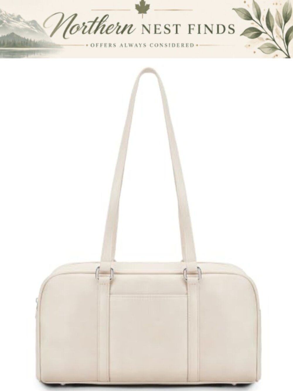 Faux Leather Top Handle Shoulder Bag Vegan Leather Zipper Hobo Purse